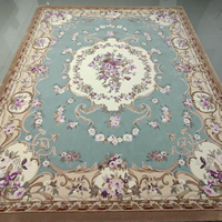 9x12 épais touffeté à la main laine Floral Aubusson Style tapis tapis bleu clair vert rose couleurs pour la maison salon