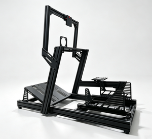 Simulador <span class=keywords><strong>de</strong></span> Carreras Completo con Asiento, Pantalla Única, Perfil <span class=keywords><strong>de</strong></span> Aluminio 4080, Cabina <span class=keywords><strong>de</strong></span> Carreras Inclinable, Fácil Montaje - Product Image 1