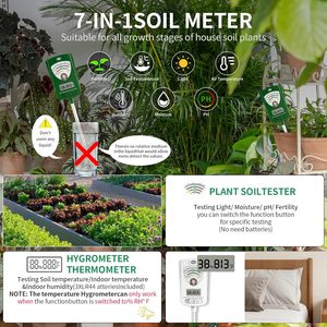 7-in-1 độ ẩm đất <span class=keywords><strong>PH</strong></span> khả năng sinh sản ánh sáng nhiệt độ và độ ẩm Tester cho các nhà máy - Product Image 6