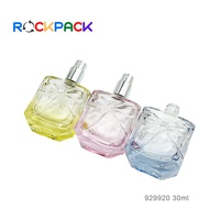 Bouteilles de pulvérisation d'atomiseur de parfum de motif d'arc coloré de recharge de forme carrée de 30ml