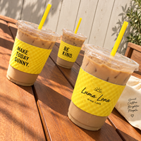 Gobelets en plastique transparents, ensemble complet avec couvercle et paille, logo personnalisé pour café glacé, café à emporter, restaurant, vente en gros