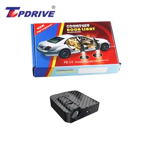 Topdrive Update Carbon Fiber Car Door Light Shadow Laser Logo Light Auto Welcome Light With Battery Portable Universal