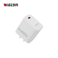 Adaptateur secteur WISESIR 20W PD 3.0 GaN Type-C avec protection OTP pour chargeur mural USB-C 17/16/15/14 Pro Max