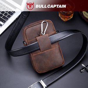 Bolso de cintura de cuero Bull Captain, estilo vintage, bandolera unisex para uso diario con cierre de cremallera y cierre de broche. - Product Image 5