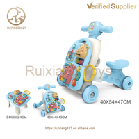 Table d'activités multifonction 3-en-1 en plastique pour bébé : trotteur musical, puzzle d'apprentissage précoce et jouets à tirer
