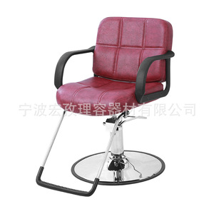Chaise de barbier hydraulique Hongzi en cuir PU rouge, réglable en hauteur, usage commercial - Product Image 4