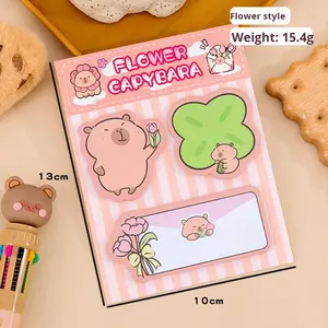 Lot de blocs-notes adhésifs Kapibara Cartoon, 3 styles/<span class=keywords><strong>livre</strong></span>, blocs-notes mignons en forme de Kapibara, autocollants, notes détachables pour étudiants et bureau - Product Image 6