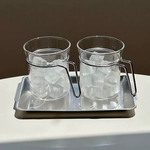 Vaso <span class=keywords><strong>de</strong></span> Vidrio <span class=keywords><strong>de</strong></span> Borosilicato <span class=keywords><strong>de</strong></span> Alta Calidad, Estilo Moderno y Lujoso, con Portavasos <span class=keywords><strong>de</strong></span> Acero Inoxidable, para Postres y Helados - Product Image 1