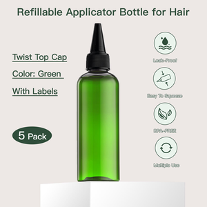 Botella de Plástico PET Transparente Vacía de 3oz, 4oz, 5oz, 8oz, 12oz con Aplicador para Aceite Capilar, Botella para Tinte de Raíces con Tapa de Rosca y Punta - Product Image 3