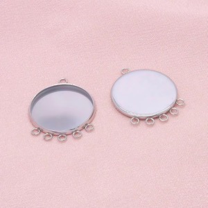 Bases Redondas Plateadas para Cabujones, de Acero Inoxidable, con Múltiples Anillas, Bandeja Circular Vacía, para Colgantes de Fotos DIY, Accesorios para Fabricación de Joyas - Product Image 3