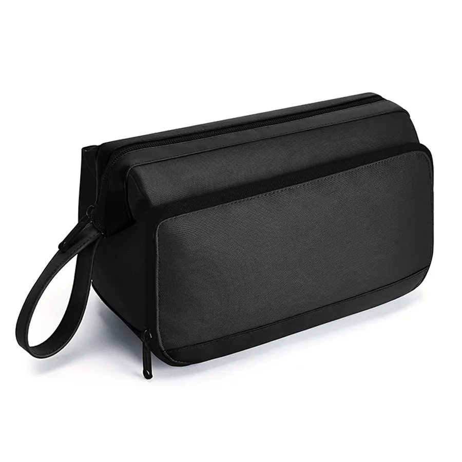 Grosir kustom lebar buka tas perlengkapan mandi perjalanan Kit Dopp tahan air higienis tas cukur tas kosmetik untuk wanita & pria