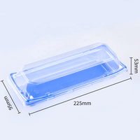 Conteneur à sushi rectangulaire jetable en plastique bleu, emballage à emporter pour sushi japonais avec couvercles transparents, vente chaude