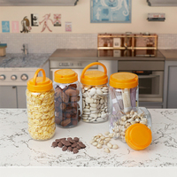 Pot en plastique PET avec poignée antique, grande capacité de 1000 ml avec bouchon à vis pour farine, miel, poudre, kimchi fermenté