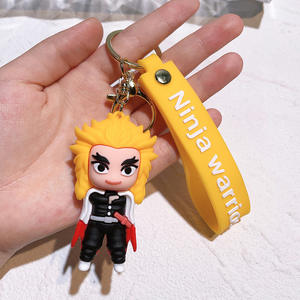 5 couleurs, nouveau design, haute qualité, 6-7 cm, Demon Slayer <span class=keywords><strong>Kimetsu</strong></span> <span class=keywords><strong>No</strong></span> Yaiba, mini figurine en PVC, porte-clés en caoutchouc - Product Image 5