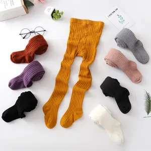 Collants en tricot pour bébés de 2 à 10 ans, vêtement chaud et serré à nervures, couleur bonbon unie, pour enfants filles et tout-petits, collection automne-hiver 2021