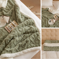 Jeté en fourrure sherpa en tricot de gros, en polyester 100%, jacquard double face, diamant, pour canapé, lit, fauteuil