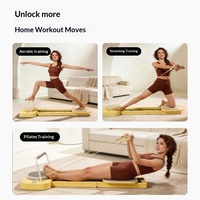 Pilates Reformer en matériau PP, mini-appareil multifonctionnel, machine de flexibilité, lit de yoga pliable pour usage domestique, violet/beige