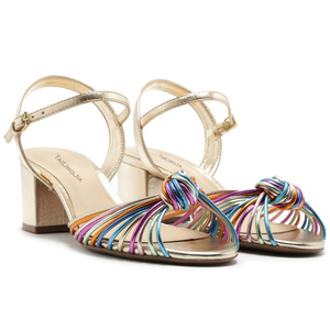 Nuovo arrivo Multi colore <span class=keywords><strong>oro</strong></span> annodato blocco <span class=keywords><strong>tacco</strong></span> cinturino alla caviglia <span class=keywords><strong>sandali</strong></span> punta tonda abito da festa Strappy tacchi alti - Product Image 2