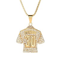 Messi 30 en acier inoxydable, best-seller européen et américain pour le n° Collier avec pendentif en diamant plaqué or 30 carats et chaîne en perles