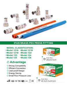 Ifan Custom 16-32Mm Full Size <span class=keywords><strong>Pex</strong></span> Al <span class=keywords><strong>Pex</strong></span> Buisfittingen Sanitair Socket Tee Elleboog Messing Press <span class=keywords><strong>Pex</strong></span> Fitting - Product Image 5