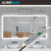 Alimentation LED étanche IP67 24V 48W sans scintillement pour miroir de salle de bain, bande LED, miroir rétroéclairé CE SAA RoHS
