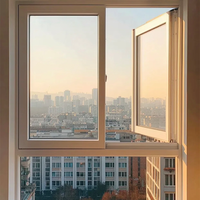 Sistema insonorizado personalizado Marco estrecho UPVC Ventana abatible Ventanas de vidrio doble Ventana abatible de huracán