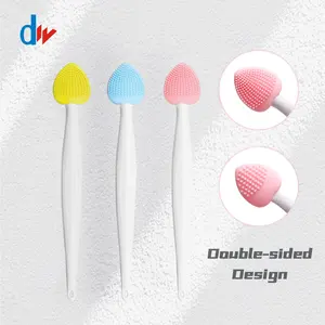 New Fasion Duy Nhất Mini Vegan Hình Trái Tim Silicone Scrubber Hai Đầu Công Cụ Mũi Mụn Đầu Đen Làm Sạch Exfoliator Lip Scrub Bàn Chải