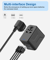 Adaptateur de voyage universel GaN 65W avec 2 USB-C + 2 USB-A à charge rapide, prise US/UK/EU/AU pour ordinateurs portables, tablettes, téléphones Vision Pro 1-World