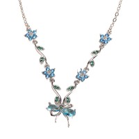 Collier Papillon Série Bambou avec Pendentif Fleur de Pêcher et Diamants, Style Sportif, Vente Flash, Cadeau Idéal pour Femme