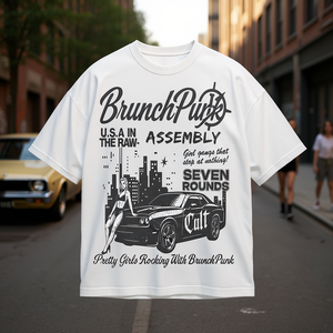 T-shirt BrunchPunk Oversize Unisex con Stampa Grafica City Look Vintage Estetica Skater - Product Image 3