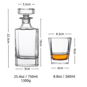Elegante Set di Decanter per Whisky in vetro quadrato da 26 once 750ml inciso su misura senza piombo e bicchieri per degustazione di Whisky con tappo di vetro - Product Image 4