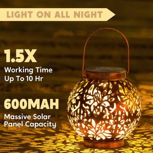 Lámpara Solar LED Decorativa de Metal, Impermeable, Colgante o de Mesa, con Asa, Estilo Marroquí, para Exteriores y Patio - Product Image 4