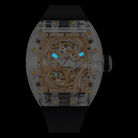 Montre mécanique en forme de baril, design squelette de dragon doré 3D, bracelet en fluororubber de luxe, montre automatique pour homme