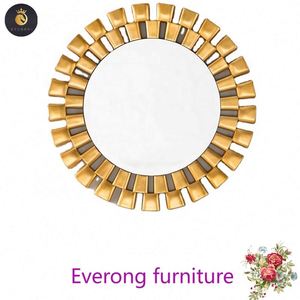 Venta al por mayor de Espejos de decoración de pared de muebles de madera pintados en oro Espejo de pared dorado Espejos Miroir Muebles Meubles Mobles - Product Image 1