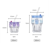 Simple Cartoon & Cinnamoroll Design Verre Transparent Tasse 300ml Petit Déjeuner Lait Couvercle Anti-Fuite Creative Verre Drinkware