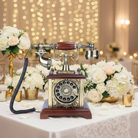 Téléphone filaire blanc antique avec cadran rotatif effet craquelé, livre d'or audio, messagerie vocale, mémoire 32 Go, idéal pour mariages et fêtes