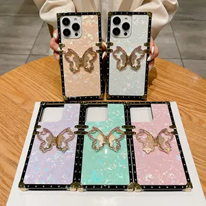 Luxury Designer Square Phone Case Butterfly Jewelry Fashion Protective Cover For Iphone 6 7 8 Plus X Xr 11 12 13 14 Pro Max