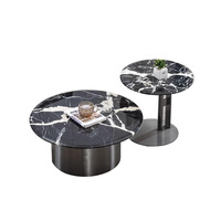 Table basse minimaliste italienne en marbre naturel, design diamant platine, noir, or rose, bleu cristal - pour villas et salons