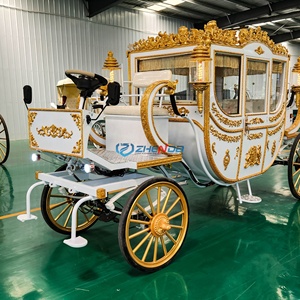2026 Chariot de luxe électrique à chevaux, siège blanc, quatre roues, chariot royal tiré par des chevaux, transport spécial, chariot à chevaux - Product Image 6