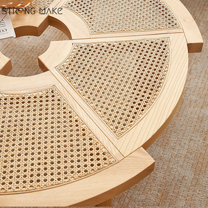 Wabi Sabi Furniture Nordic legno massello piccolo appartamento tavolo centrale <span class=keywords><strong>in</strong></span> rovere tavolino rotondo <span class=keywords><strong>in</strong></span> <span class=keywords><strong>vimini</strong></span> <span class=keywords><strong>in</strong></span> Rattan di legno per soggiorno - Product Image 3