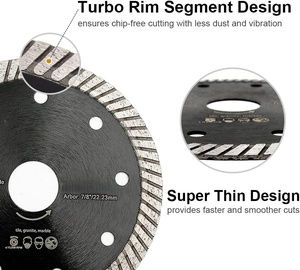 Disque de coupe diamanté turbo ultra-mince de 4 pouces, <span class=keywords><strong>pour</strong></span> carrelage, céramique, porcelaine, granit, utilisation humide ou sèche, compatible avec les meuleuses d'angle - Product Image 3