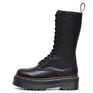 Bottes mi-mollet à plateforme pour femmes, grande taille, en <span class=keywords><strong>cuir</strong></span> de vache véritable, chaussures épaisses pour femmes, bottines mi-mollet style universitaire - Product Image 2