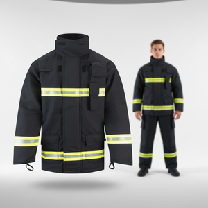 CE-Zertifizierter Aramid-Baumwoll-Feuerwehranzug Reflektierender Brandbekämpfungsanzug Waldbrand-Ausrüstungsset mit Helm, Jacke und Hose - Product Image 4
