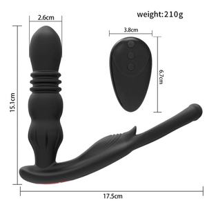 Girlspower Anal Beads Prostate Vibrator Télécommande Double Anneau Télescopique Extensible Anal Plug SM <span class=keywords><strong>Silicone</strong></span> Ball Squeezer - Product Image 5