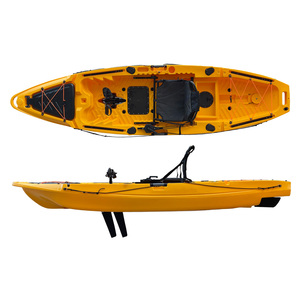 Kayak Sit-on-Top avec logo personnalisé, <span class=keywords><strong>bateau</strong></span> en PE rotomoulé de 11 pieds, kayak de pêche à propulsion par pédale unique avec siège surélevé et PFD homologué CE - Product Image 1