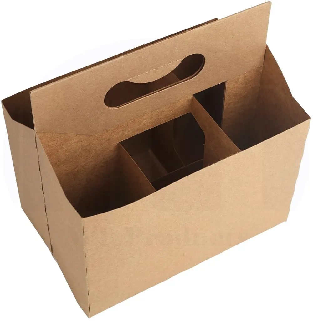 6 pack bottle carrier Kraft Cardboard paper cup holder 12 oz. Beer or Soda Bottle Carrier for Safe And Easy Transport