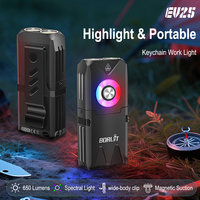 Mini lampe torche de poche rechargeable USB-C EV25, 650LM, mini lampe torche LED avec lumière latérale RVB, clip magnétique, lampe torche EDC