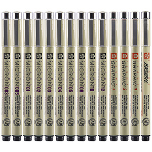Sakura <span class=keywords><strong>Pigma</strong></span> <span class=keywords><strong>Micron</strong></span> Pen <span class=keywords><strong>ปากกา</strong></span>วาดภาพมืออาชีพ,<span class=keywords><strong>ปากกา</strong></span>หัวเข็ม14ชนิดสำหรับร่างภาพ - Product Image 2
