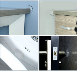 Pelindung dinding penghenti pintu karet bulat, tidak berlubang, karet lembut, pelindung dinding, tombol pintu tercetak bening - Product Image 4