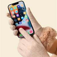 Gants d'hiver thermiques pour femmes, à écran tactile, avec poignets en fausse fourrure, chauds et confortables pour le shopping, les fêtes et le quotidien